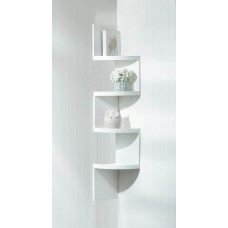 White Contemporary 4 -Tier Zig Zag Corner Wall Shelves  849179031411  312062545279